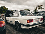 Rear Quarter of White E30 BMW Coupe