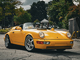 Yellow Porsche 911 Speedster at Fuelfed Coffee & Classics Barrington