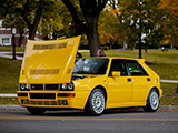 Yellow Lancia Delta Integrale in Hinsdale for Cars and Coffee