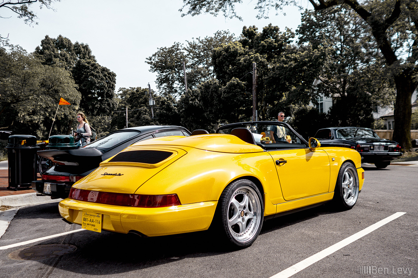 Yellow 1994 Porsche 911 Speedster at Fuelfed Coffee & Classics in Winnetka