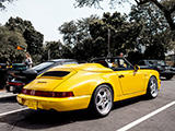 Yellow 1994 Porsche 911 Speedster at Fuelfed Coffee & Classics in Winnetka