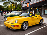 Yellow Porsche 911 Speedster at Fuelfed Coffee & Classics Winnetka