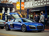 Blue Audi R8 V10 at Coffee & Classics in Winnetka