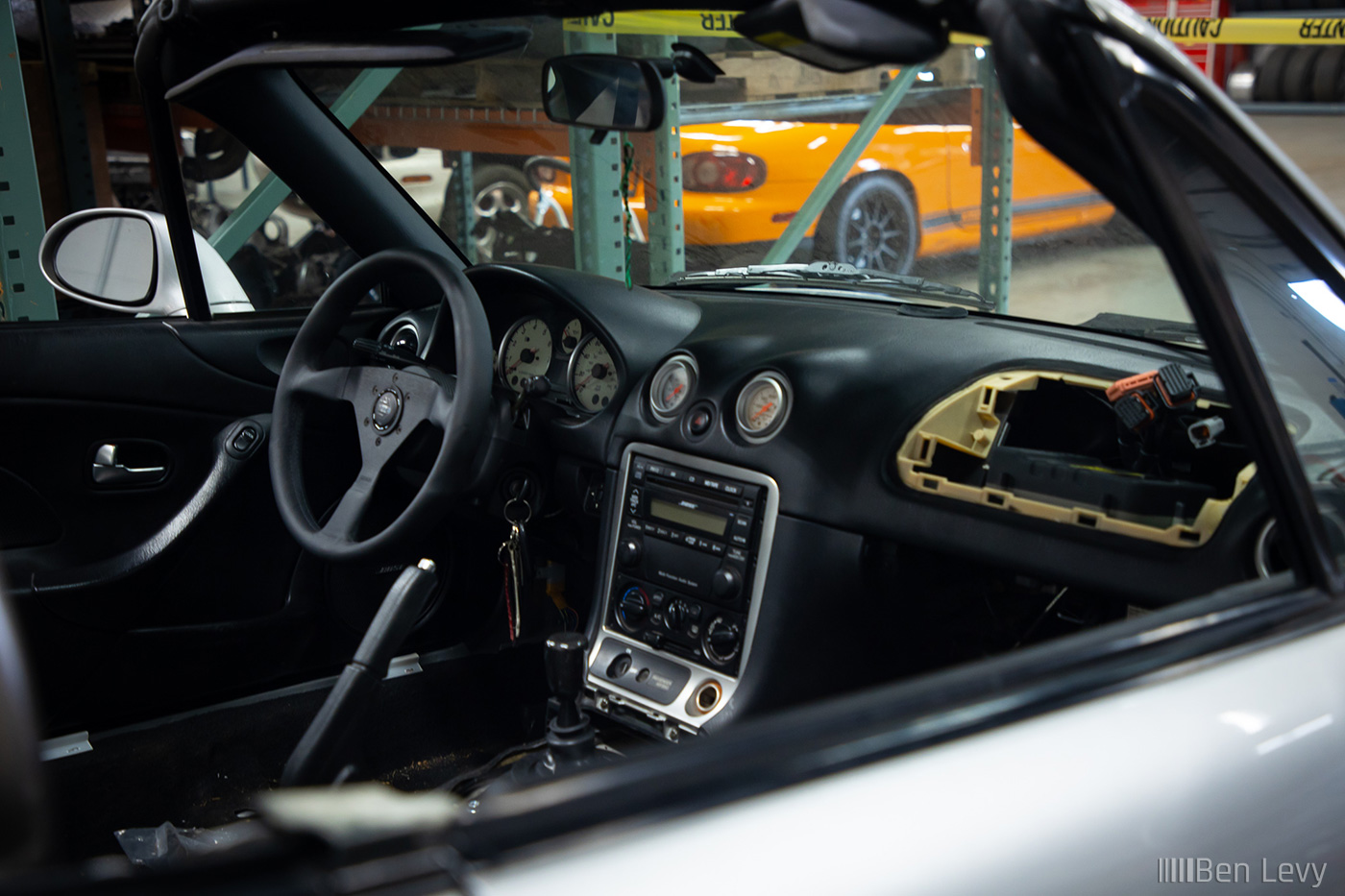 Black Momo Steering Wheel in NB Mazda Miata