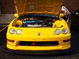 Front of Yellow Acura Integra with K Swap