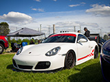 Bagged WHite Porsche Cayman S at Import Face-Off