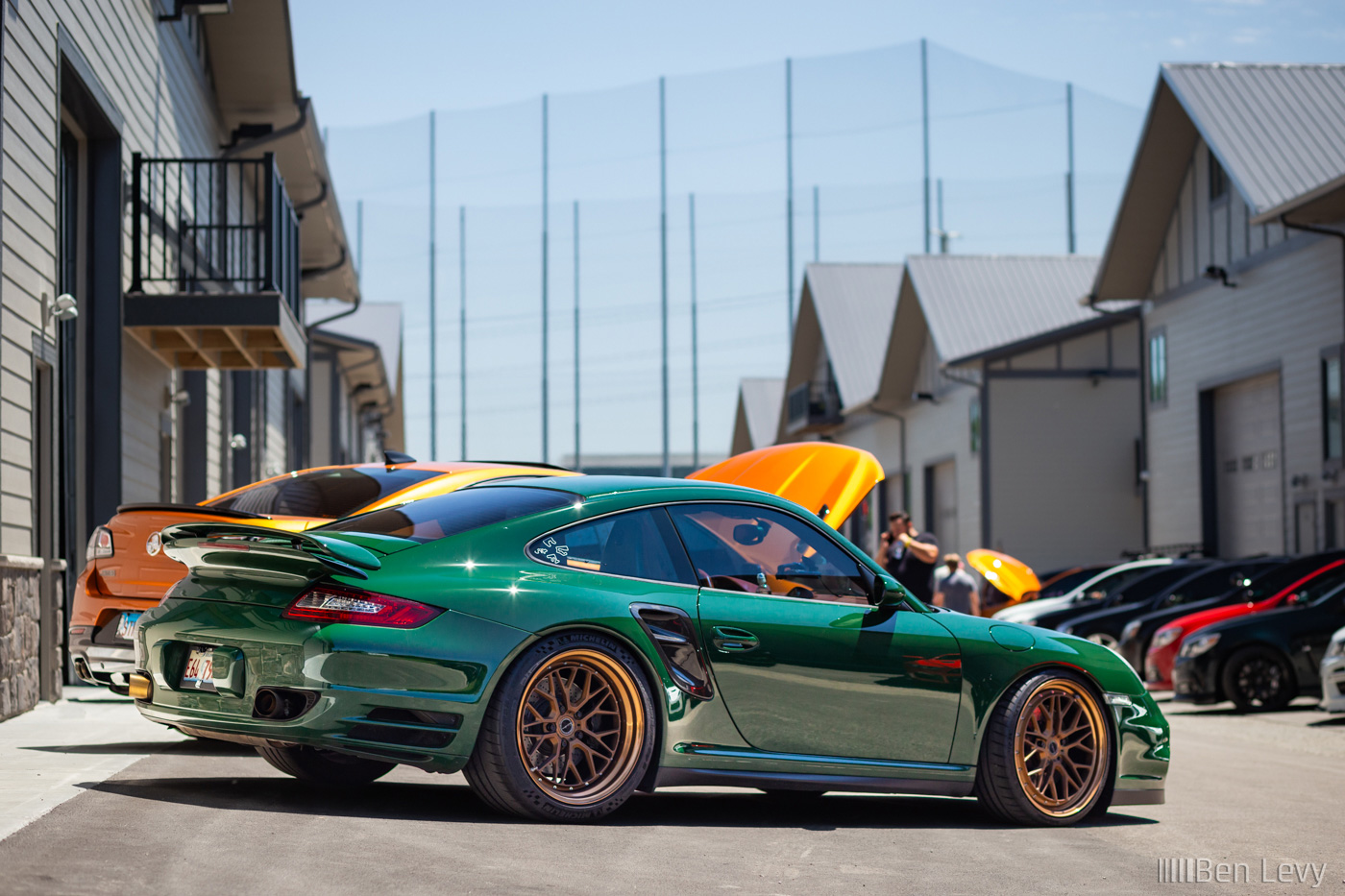 Green Porsche 911 Turbo on Gold Wheels