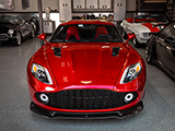 Front of Red Aston Martin Vanquish Zagato