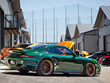 Green Porsche 911 Turbo on Gold Wheels