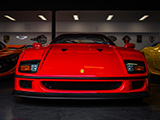 Front of a Red Ferrari F40 at Iron Gate Motor Condos
