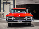 Front of a red Oldsmobile Ninety-Eight