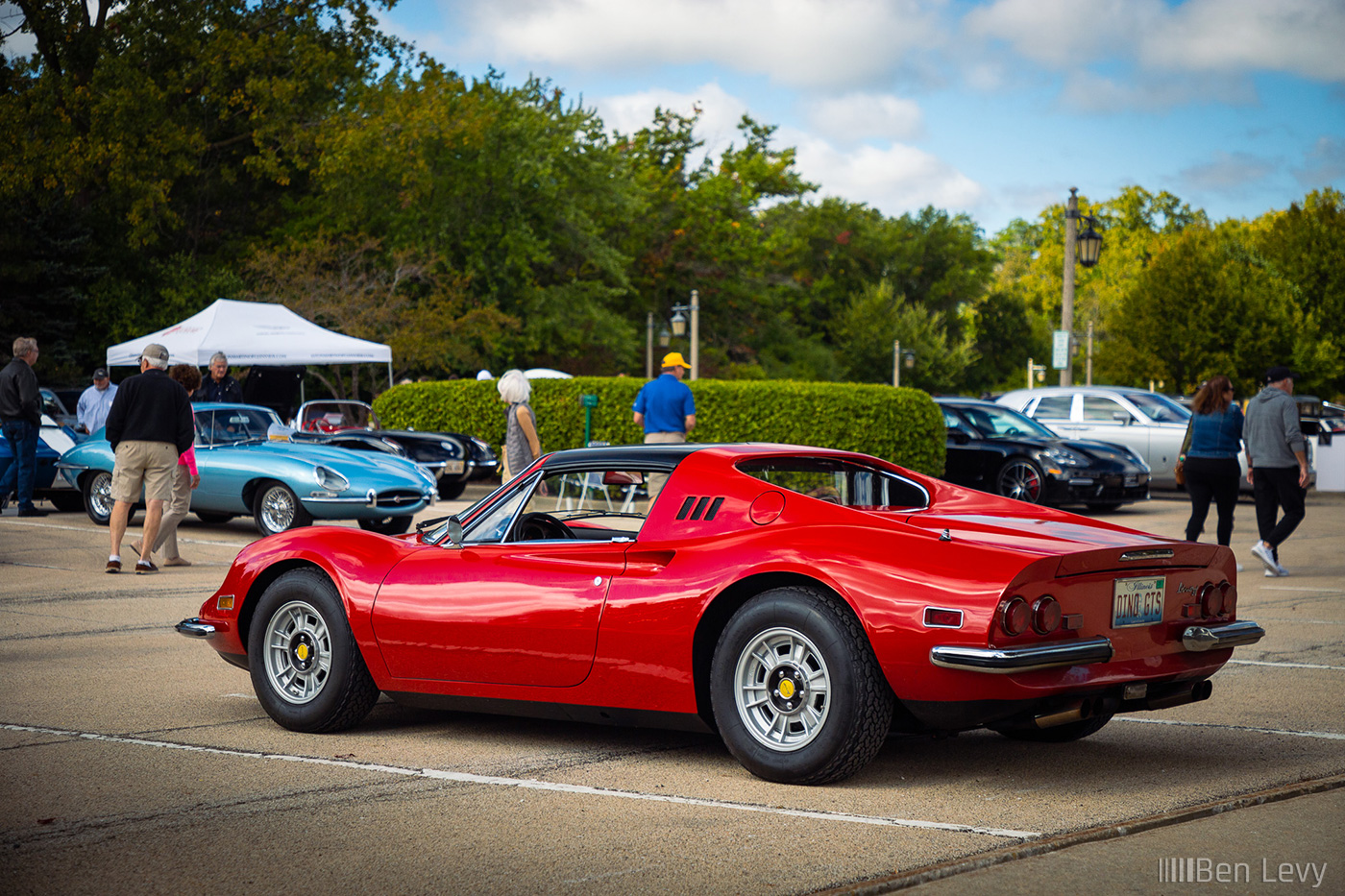 Red 1973 Ferrari Dino GTS at a Lake Forest Car Show