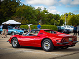 Red 1973 Ferrari Dino GTS at a Lake Forest Car Show