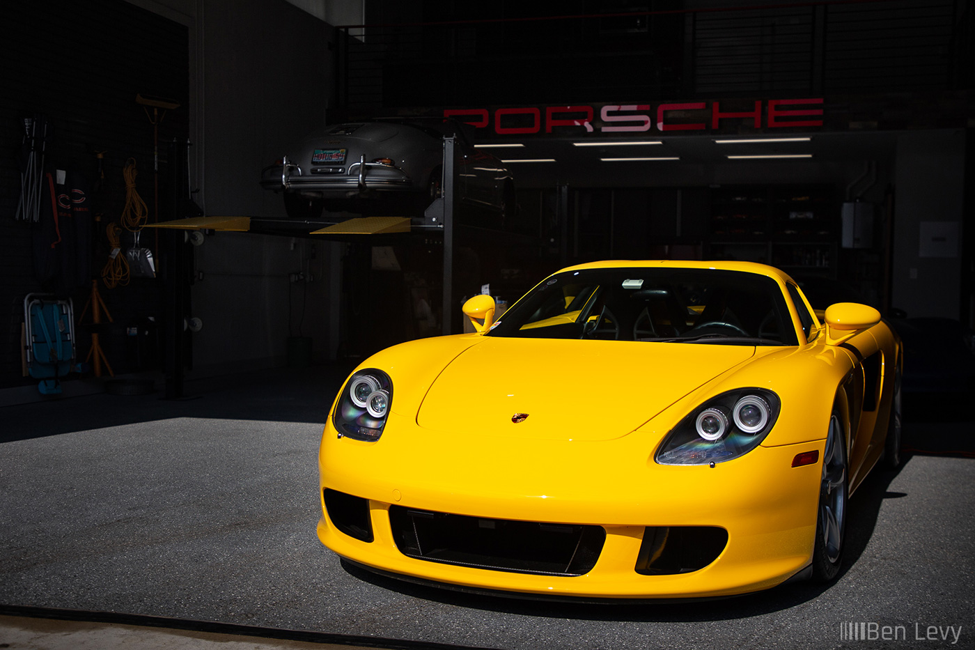 Yellow Porsche Carrera GT in Private Garage