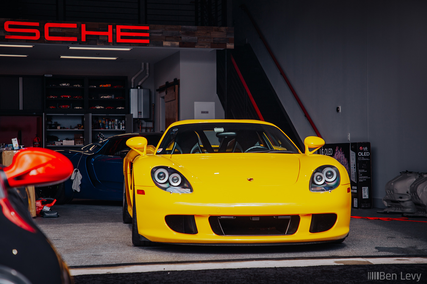 Front of Yellow Porsche Carrera GT