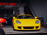 Front of Yellow Porsche Carrera GT