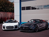Audi R8 V10 Spyder and Mercedes-AMG GT R Roadster at Big Door