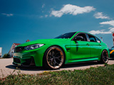 Green BMW M3 from a Low Angle