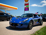 Blue Lotus Elise at a Shell Gas Station