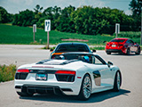 White Audi R8 V10 with top down