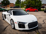 White Audi R8 Convetible in Parking Lot