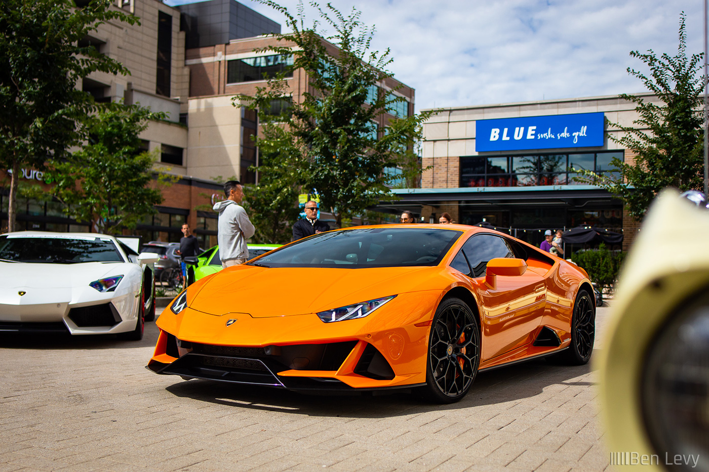 Orange Lamborghini Huracan at the plaza at Lincoln Common