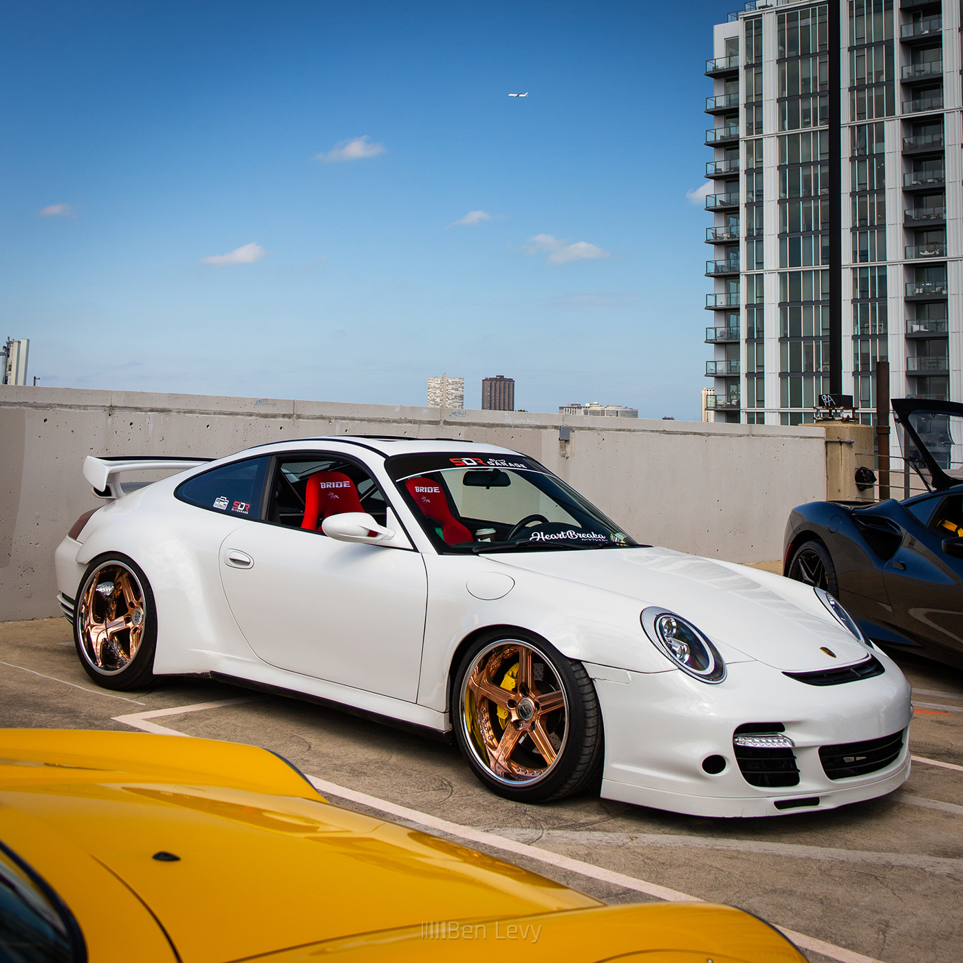White Porsche 911 on Gold Wheels