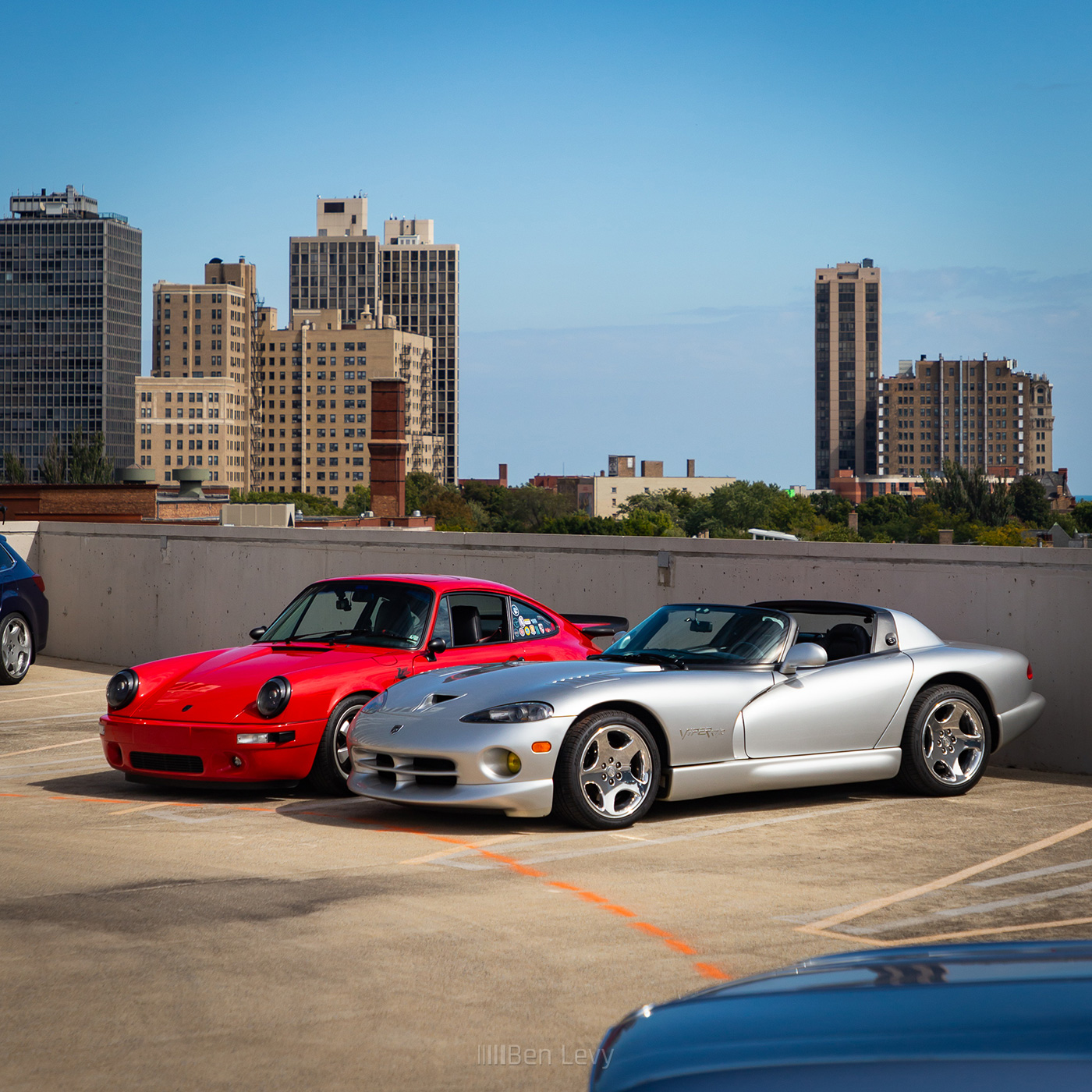 Red Porsche and Silver Viper in Chicago