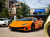 Orange Lamborghini Huracan at the plaza at Lincoln Common