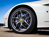 Front Wheel of White Ferrari F12berlinetta