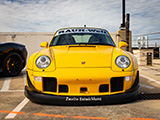 Front of Yellow RWB Porsche 993 Convertible