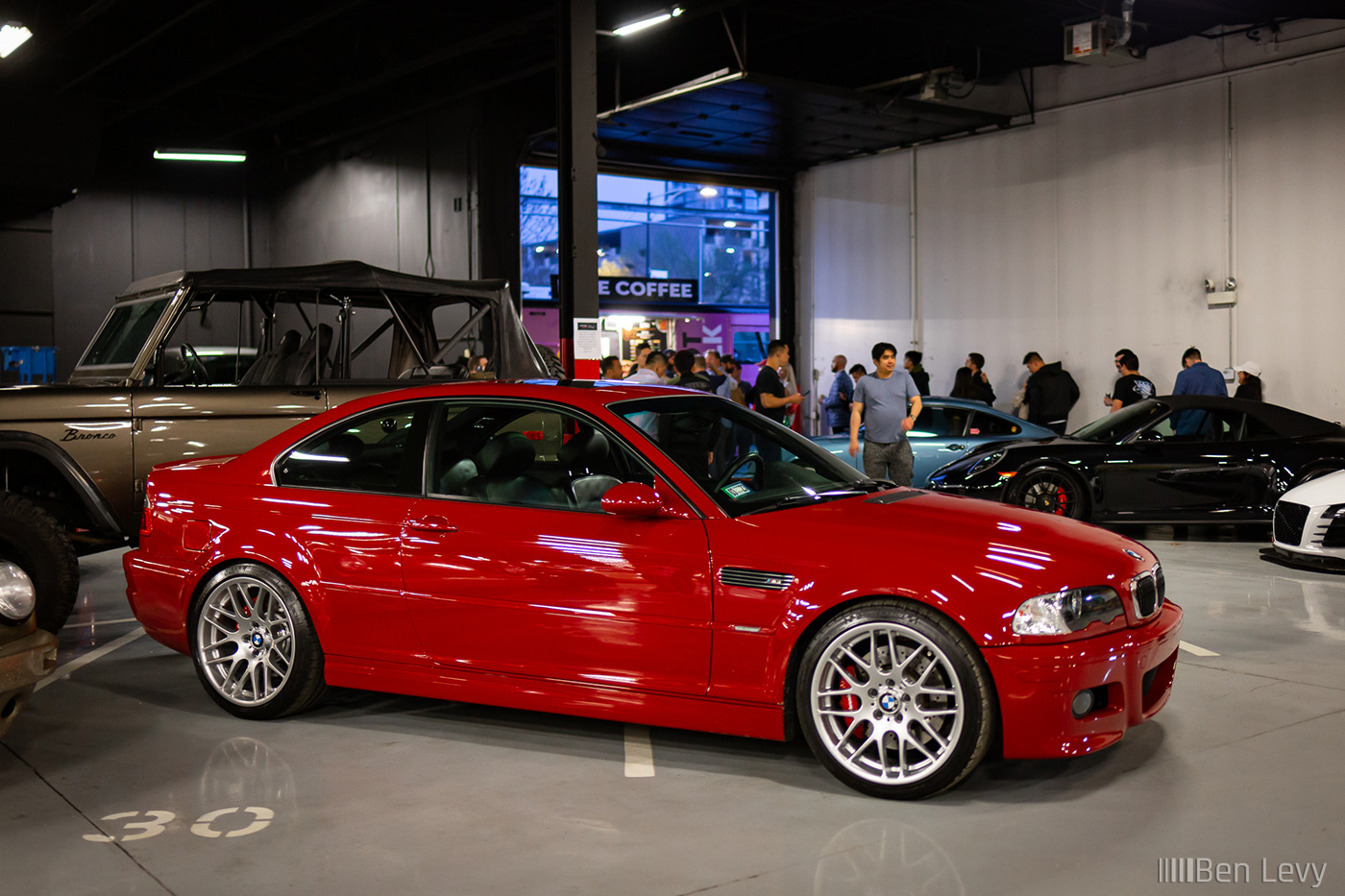 Red E46 BMW M3 at Alpha Garage in Chicago