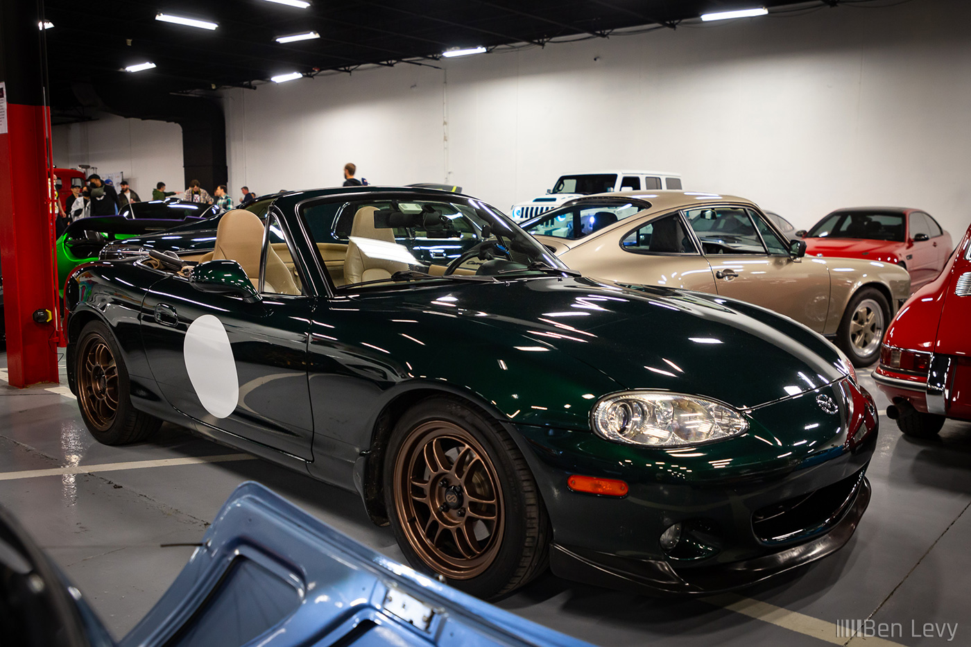 Green NB Mazda Miata at Alpha Garage Chicago
