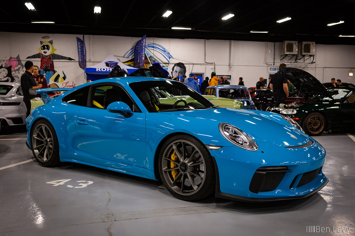 Miami Blue Porsche 911 GT3 at Alpha Garage in Chicago