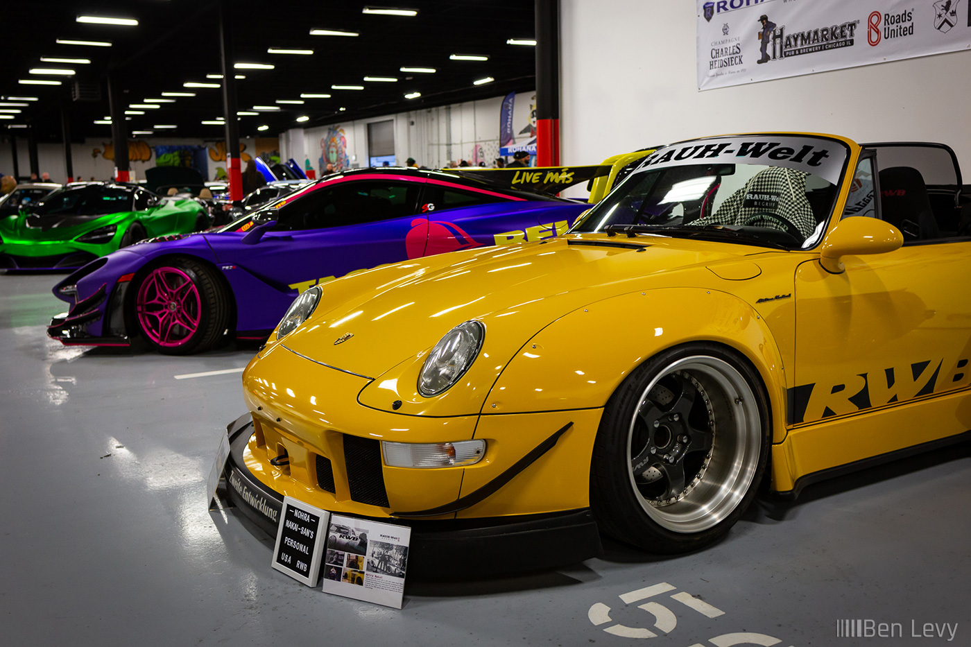 Yellow RWB Porsche at Alpha Garage