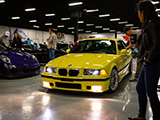 Yellow E36 BMW M3 Leaving Car Party in Chicago
