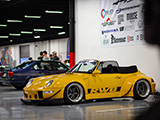 Yellow RWB Porsche 911 at Alpha Garage