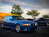 Clean, Blue E36 BMW M3 at Car Meet outside of Chicago