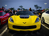 Front of Yellow C7 Corvette Converible