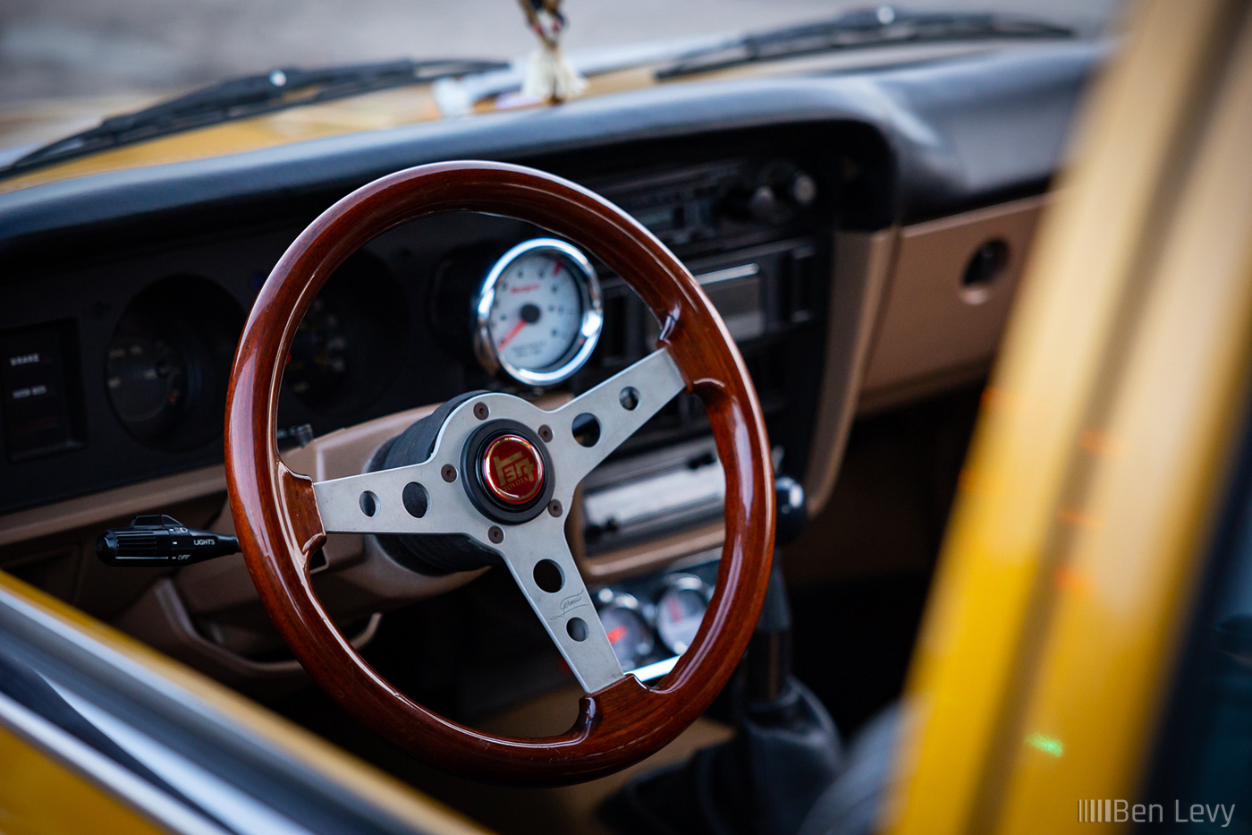 Wooden Steering Wheel in Toyota Corolla