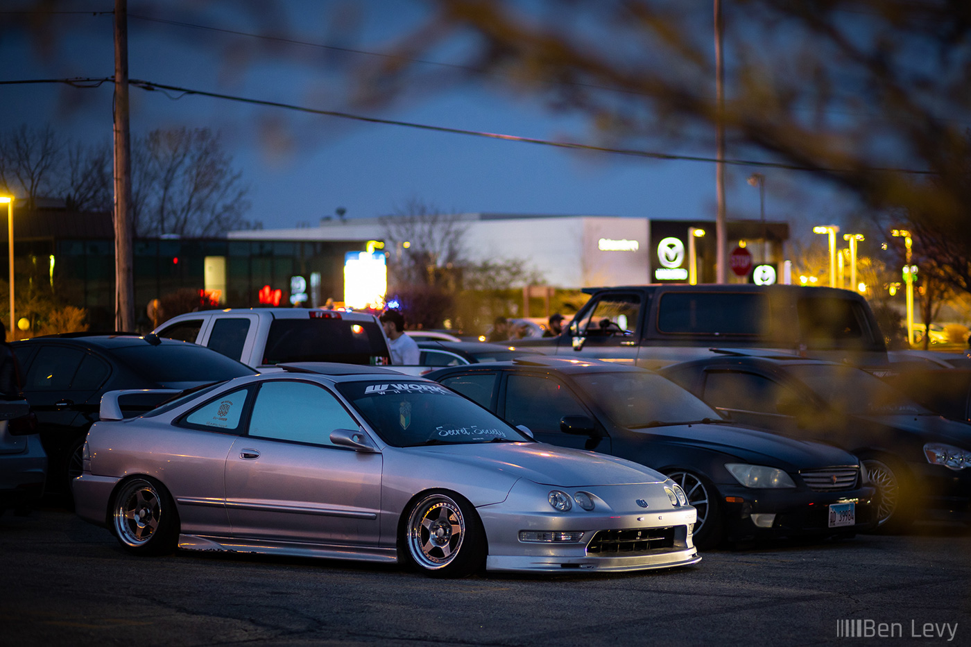 Silver Acura Integra with Front Lip and Side Skirts