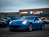 Blue Nissan 370Z at Coffee Haus