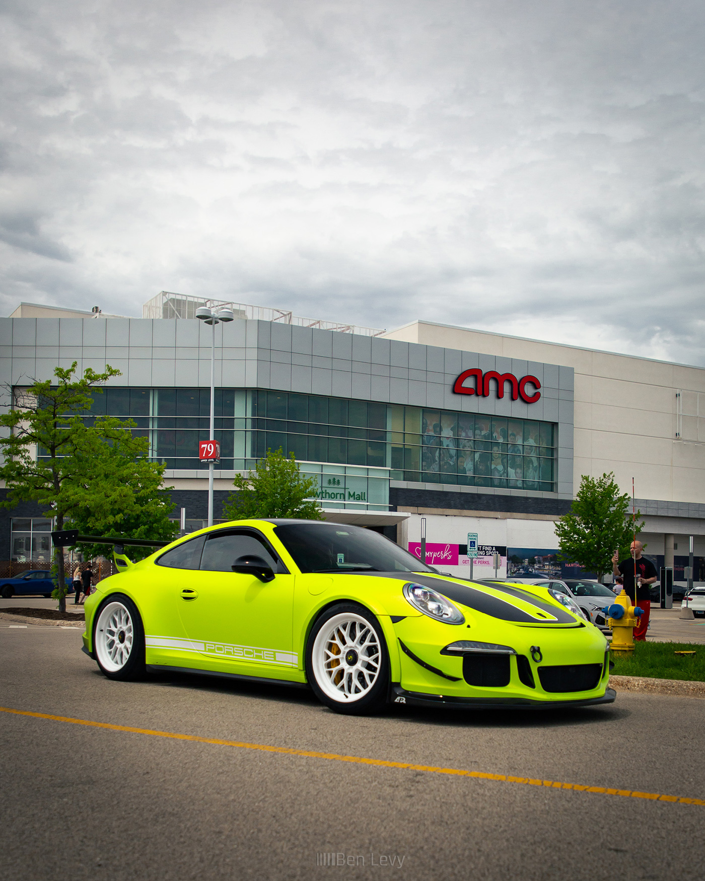 Neon Green Porsche 911 GT3 at North Suburbs Cars & Coffee