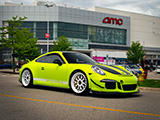 Neon Green Porsche 911 GT3 at North Suburbs Cars & Coffee