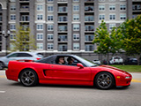 Red Acura NSX leaving North Suburbs Cars & Coffee