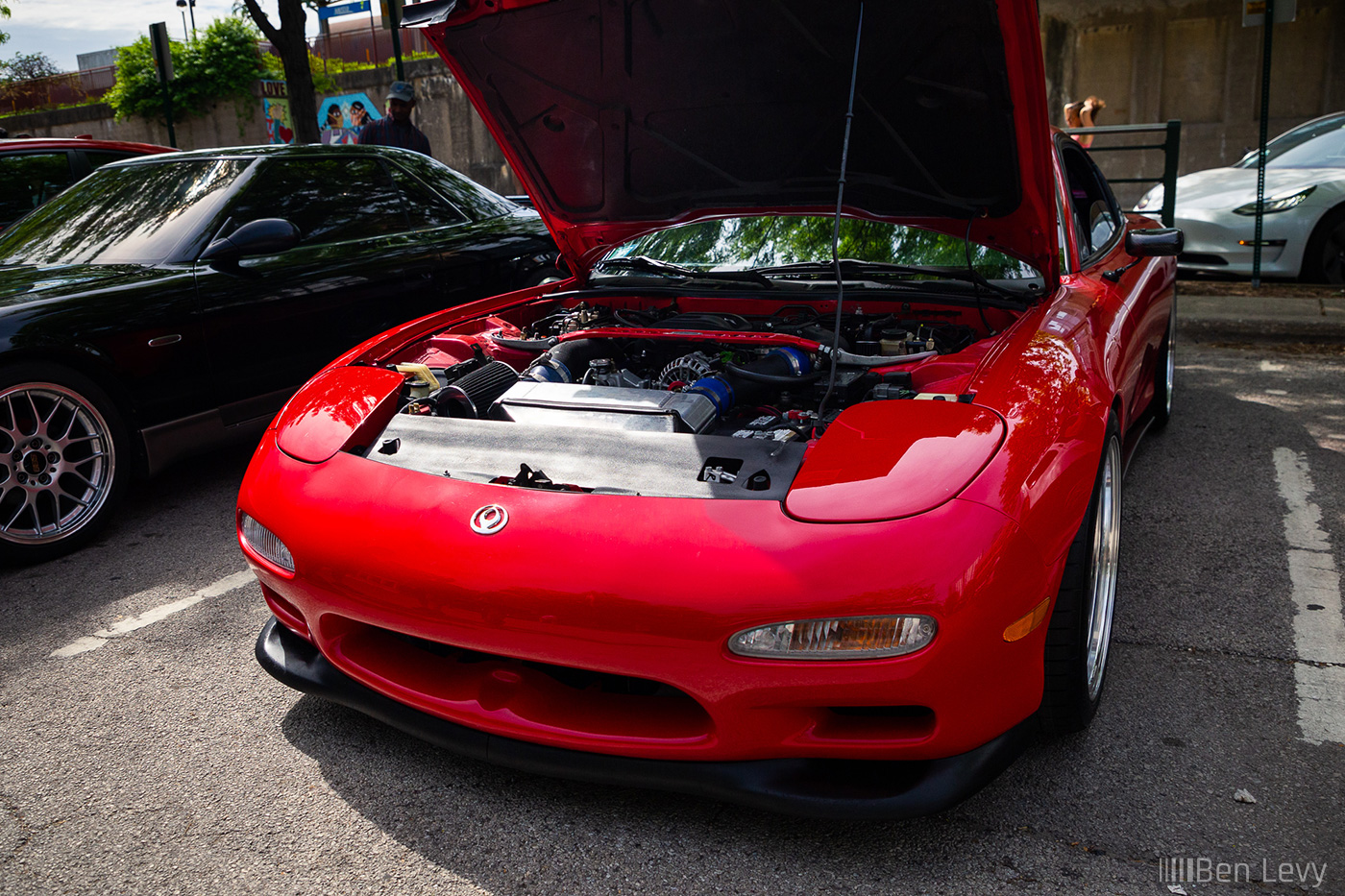 Open Hood on Red FD RX-7