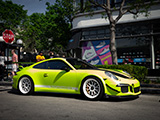 Neon Green Porsche 911 at Cars & Coffee in Oak Park
