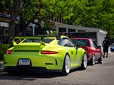 Porsche 911 GT3 wrapped in Neon Green