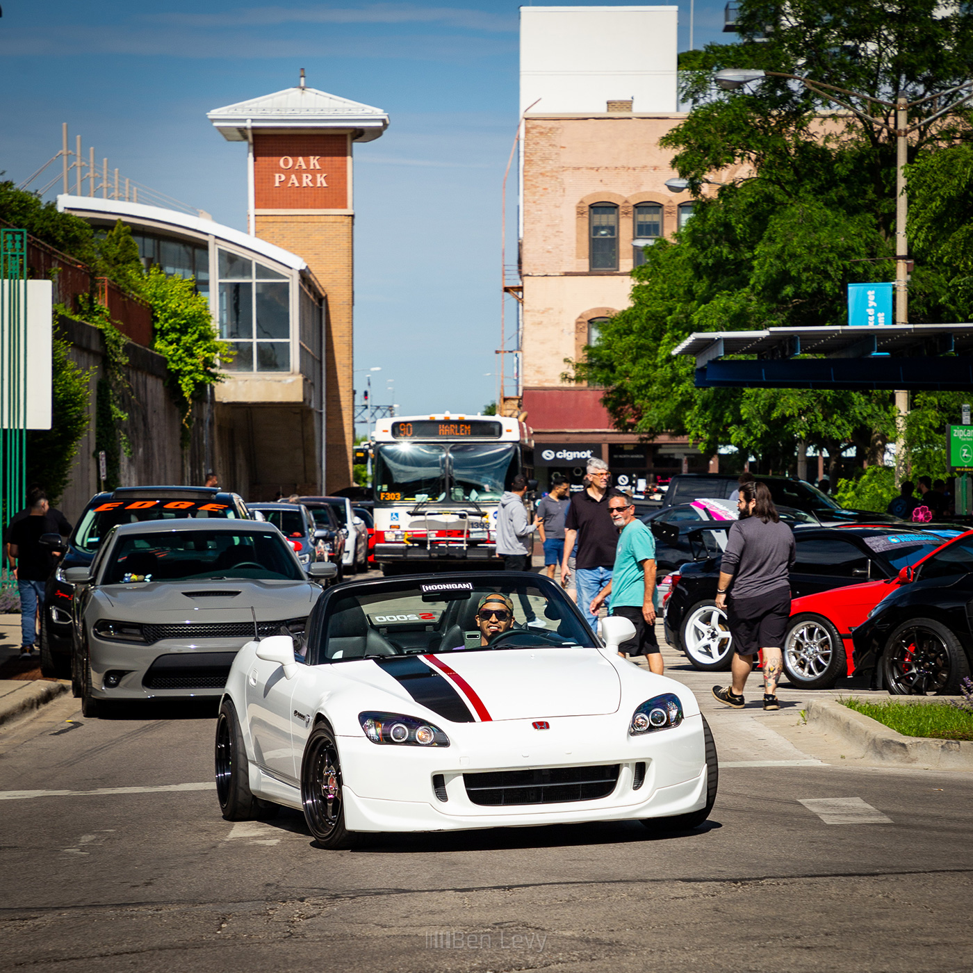 White Honda S2000 Driving Through Oak Park, IL