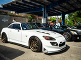 Modified White S2000 at Cars & Coffee Oak Park